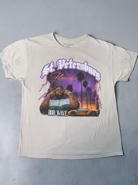 Rod Wave St Petersburg Florida Graphic T-Shirt Men’s Large Beige Rap Tee